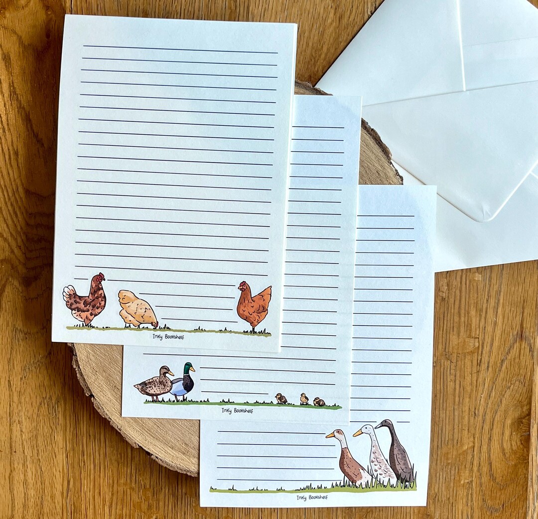 Letter Writing Paper - Chickens & Ducks - Themed Paper - White Paper ...