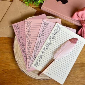 Papel para escribir cartas - Papel para San Valentín - Floral y lazo - Papelería hecha a mano - Papel para cartas de amor - Carta a mi amor