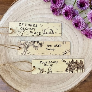 Wooden Bookmark - Winnie the Pooh Designs - Pyrography - Woodburning - Bookish Gift - Unique Items