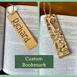 Wooden Bookmark - Custom Design - Double-sided - Pyrography - Woodburning - Personalised Gift - Bookish Gift - Unique Item