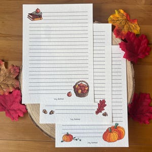 Papel para escribir cartas - Papel con temática otoñal - Papel blanco o marrón - Papelería hecha a mano - Papel para cartas Cottagecore