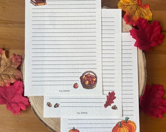 Letter Writing Paper - Autumn-Themed Paper - White or Brown Paper - Handmade Stationery - Cottagecore Letter Paper