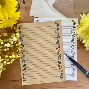 Brief Papier - Briefpapier - Hand Illustriert - Handgemachtes Briefpapier - Cottagecore Briefpapier