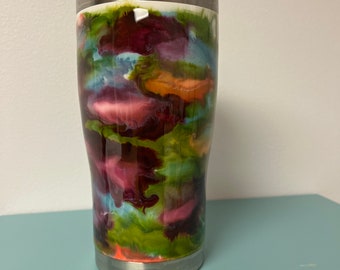 Coffee tumbler with alcohol inks