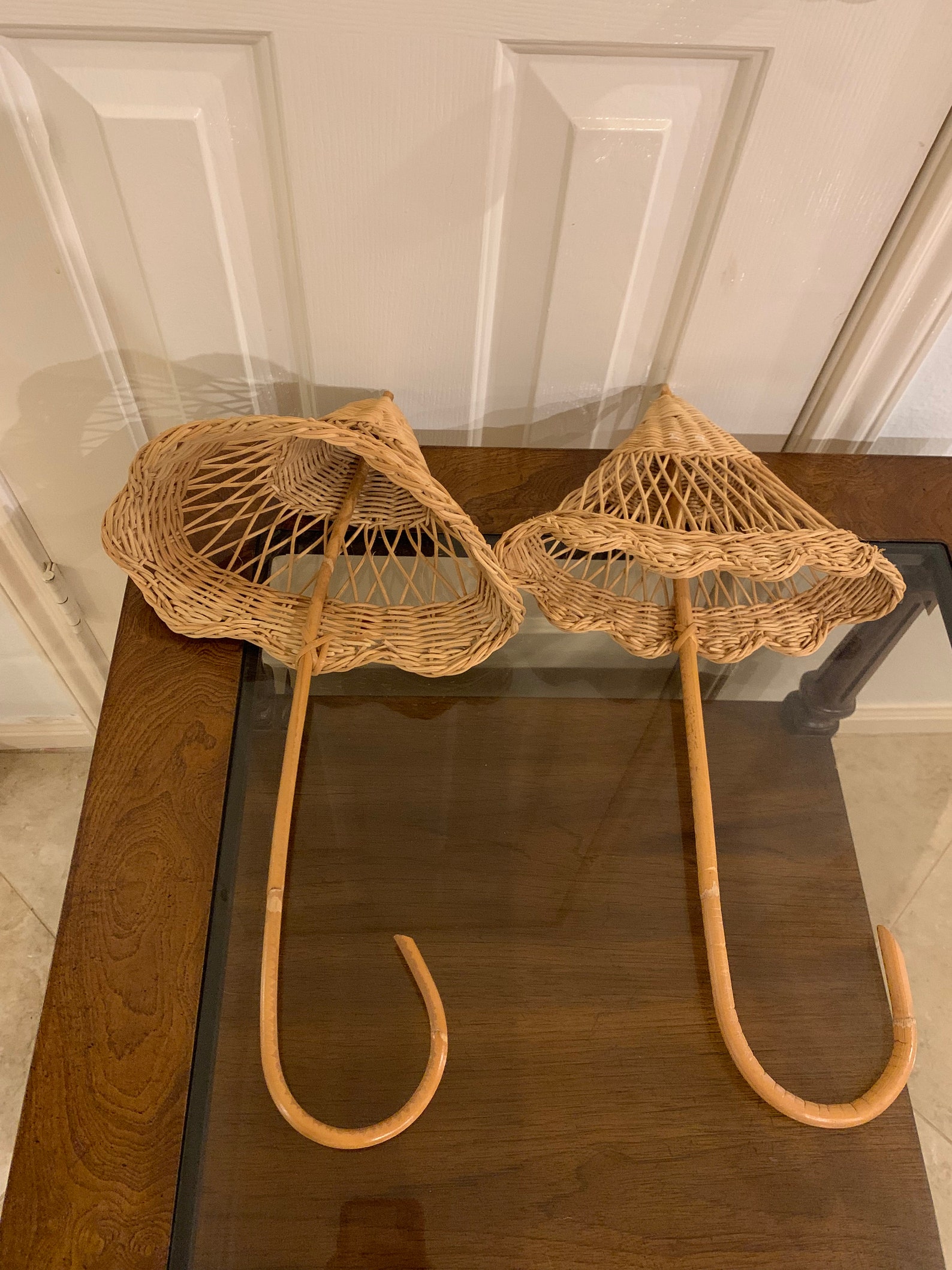 Vintage Wicker Upside Down Basket Umbrella Wall Hanging Etsy