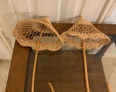 Vintage Wicker Upside Down Basket Umbrella Wall Hanging Planter Basket Natural Colored Boho Wall Decor