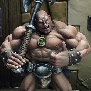 Version Kev White de Big Boris - Demi-ogre barbare - Miniature Heroic Scale Fantasy 28 mm/32 mm (version NSFW ou vêtue disponible)