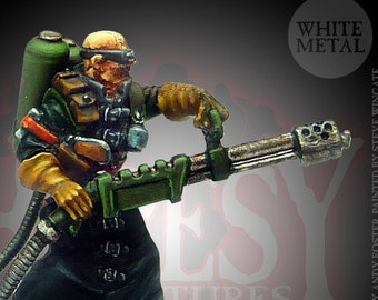 28mm scale SciFi Cyberpunk-style, 'Napalm Ned' Ganger with Chem Thrower