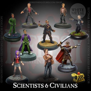Generic SciFi Civilians and Robot (Pack of 10 28mm scale figures)
