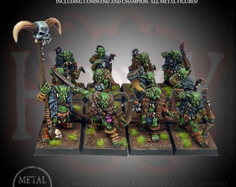 Goblin Archers 12 figure unit - 28mm Heroic Scale Fantasy Miniatures - METAL version