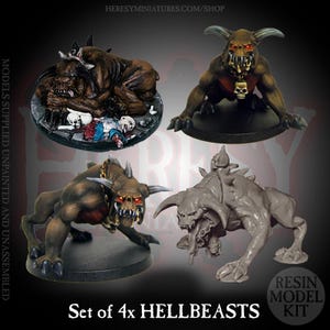 Set of all 4 x Hellbeasts (28mm/32mm scale hell hound resin miniature kit)