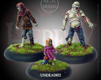 Zombies Pack #4 - 3x 28mm scale metal miniatures