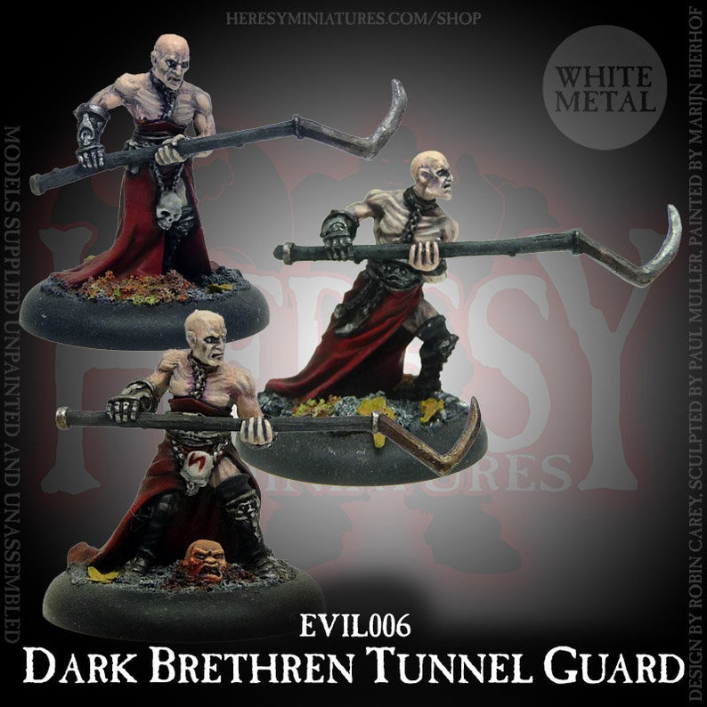 Dark Brethren Cultist Tunnel Guard 28mm Heroic Scale Fantasy Miniature 3 figure pack image 1