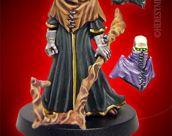 28mm Heroic Scale Fantasy Miniature - Apprentice Mage / Warlock /Liche (Wizard)