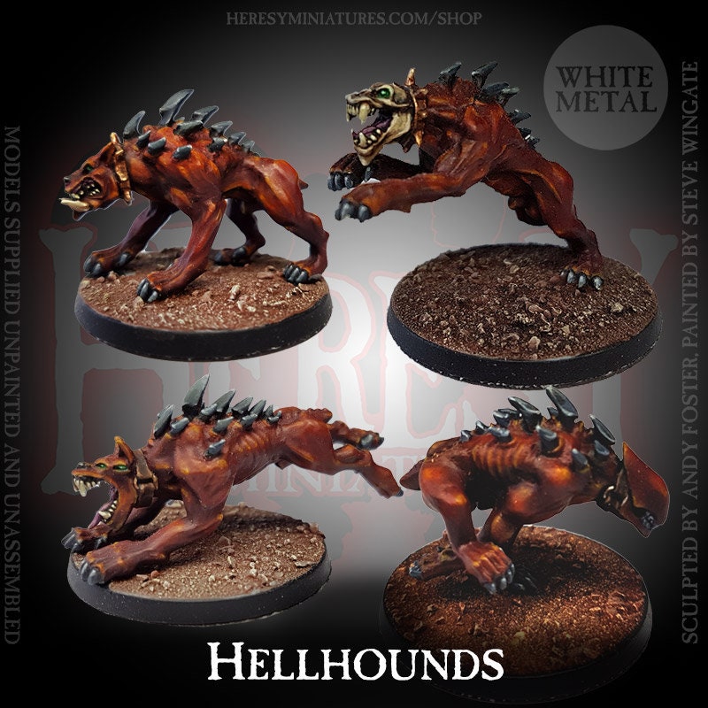 Hellhound(s) (28mm/32mm Scale Hell Hound Metal Miniature Kit