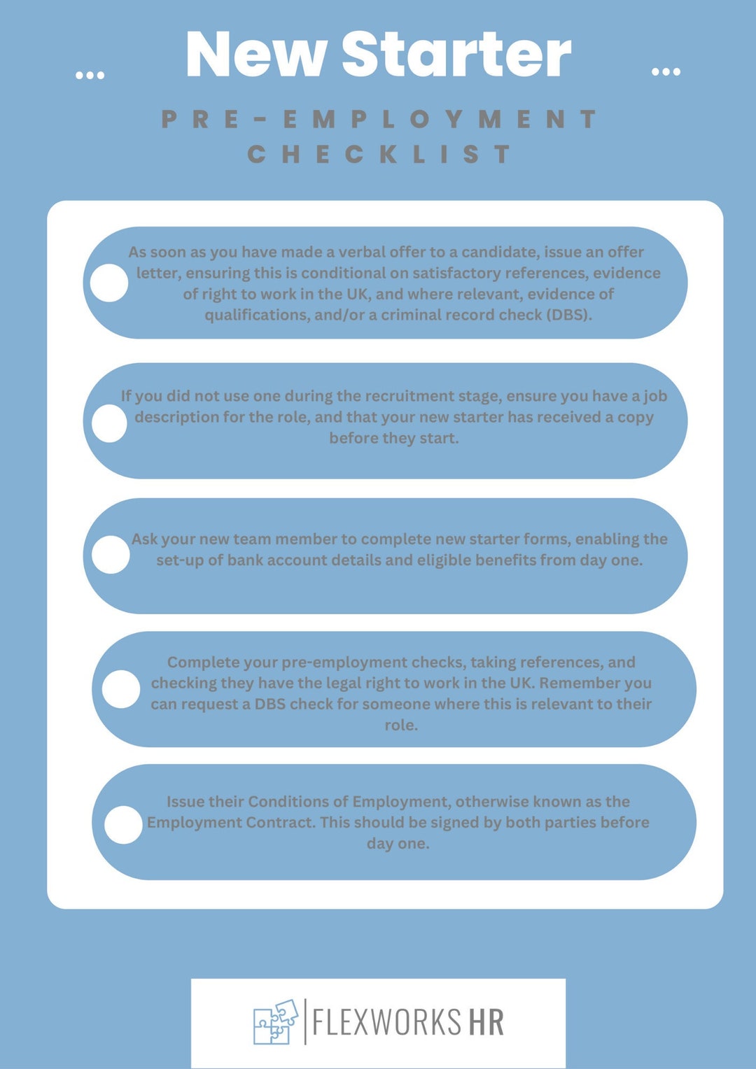 New Starter Preemployment Checklist for UK Based Employees Etsy