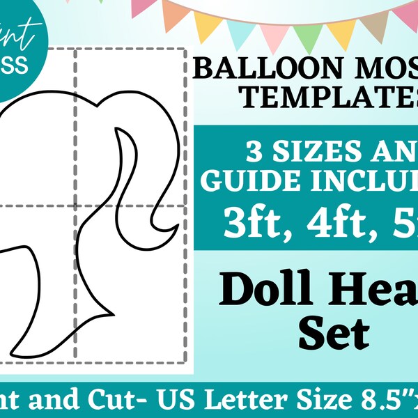 Doll Head Balloon Mosaic - 3ft 4ft and 5ft Perfect for Barbie-themed parties