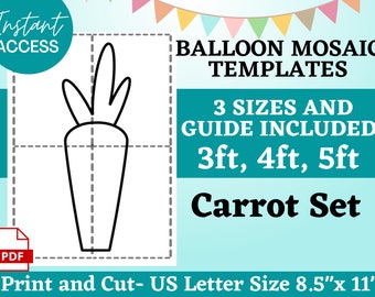 Carrot Balloon Mosaic Set - 3ft 4ft and 5ft - 2 pieces - Easter Balloon Mosaic