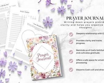 Digital Prayer Journal for women, Devotional Journal, Bible Study, Gratitude, Prayer List, Journal Prompts, affirmations, Planner, PDF