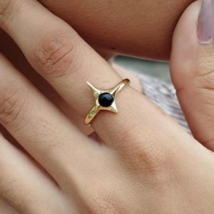 Black onyx ring, natural stone, gold ring, dainty ring, 14k gold filled, tiny ring, birthstone ring, black onyx jewelry, women ring
