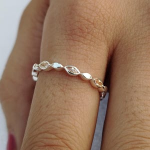 Marquise Schnitt Citrine Hochzeit Band Rose Gold Diamant Ehering Halbe Ewigkeit Diamant Passende Stapelring Braut Versprechen Ring