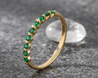 14k Gold Emerald Eternity Band Ring Emerald Ring, Gemstone Ring, Emerald Jewelry, Gift for Her, Gold Ring, Stacking Ring, Engagement Ring