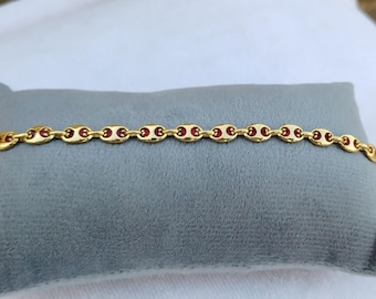 Ruby Bracelet: 14k Gold Bezel-Set, July Birthstone