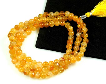 Real Citrine Gemstone Mala Spiritual Necklace 6mm , Hand Knotted 108 Mala Beads, 108 Mala Beads, Mala Tassel Necklace, Japa Mala, Meditation