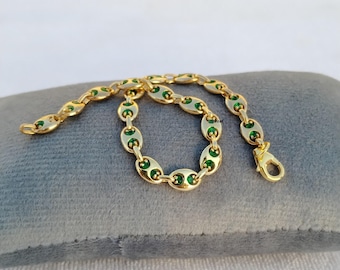 Emerald Bracelet / 14k Gold Bezel Set Emerald Tennis Bracelet/ Multi-stone Emerald Layering Bracelet / Birthday Gift / Gift For her
