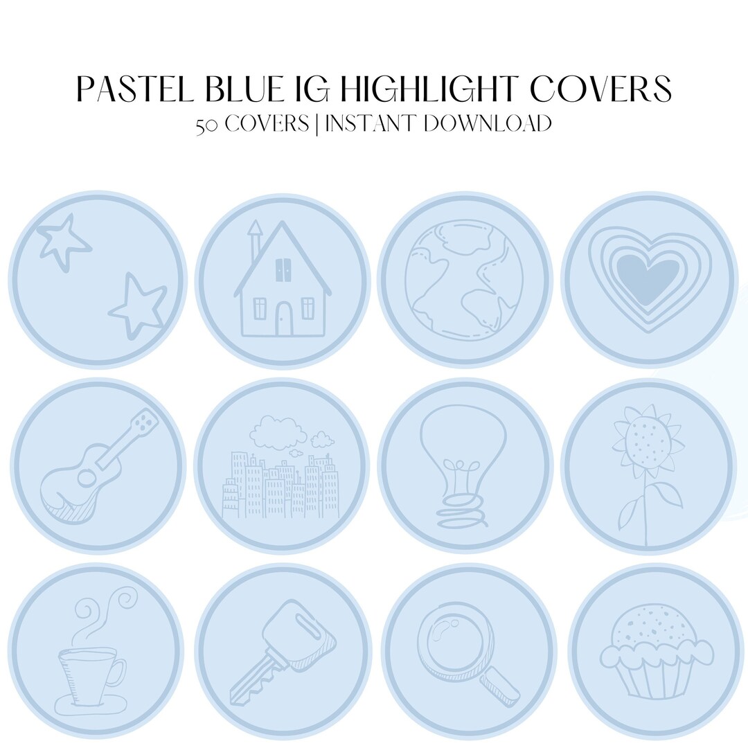 Pastel Blue Instagram Highlight Icons Doodle/cartoon Etsy