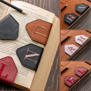 Handmade Embroidery Personalized Magnetic Leather Bookmark | Personalized Bookmark| Book Lover Gift Teacher Gift | Back to school Gift