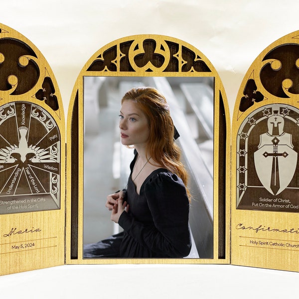 Personalized Confirmation Gift - 5X7 Triptych Picture Frame
