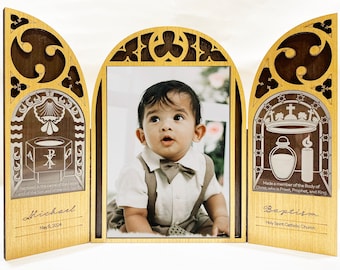 Baptism Gift - Personalized Triptych 5X7 Picture Frame