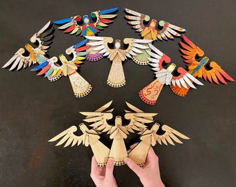 Wooden Angel Ornaments, DIY or Assembled, Craft Kit