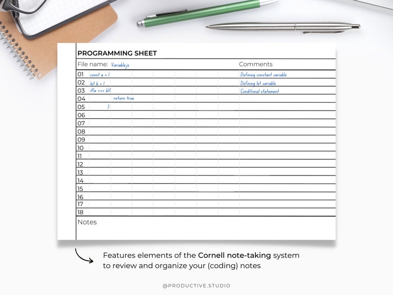 Programming Coding Notes, Programming Template, Programming, Cornell ...