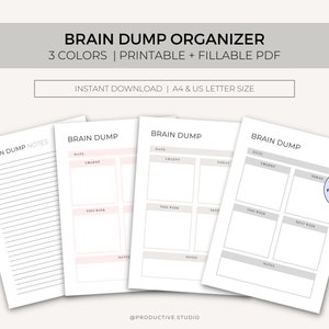 Thought Organizer, Brain Dump printable, Brain Dump Template, To Do Planner, To Do List, ADHD planner, Visual Mind Map, Instant Download PDF