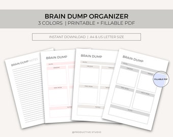 Thought Organizer, Brain Dump printable, Brain Dump Template, To Do Planner, To Do List, ADHD planner, Visual Mind Map, Instant Download PDF
