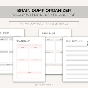 Brain Dump Organizer, Thought Organizer, Brain Dump Template, Brain Dump printable, Visual Mind Map, Visual Organizer, Instant Download