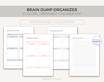 Brain Dump Organizer, Thought Organizer, Brain Dump Template, Brain Dump printable, Visual Mind Map, Visual Organizer, Instant Download