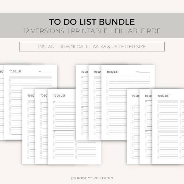 Minimal To Do List, To Do List, To Do List Planner, Printable, Simple Tasks List, Productivity Planner, A4/A5/Letter, Instant Download