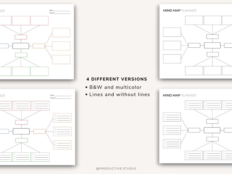 Mind Map Planner, Printable Mind Map, Brainstorming Map, Editable Mind ...