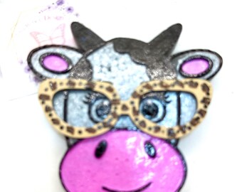 Cow with Glasses Car Freshie, Aroma Bead Air Freshener