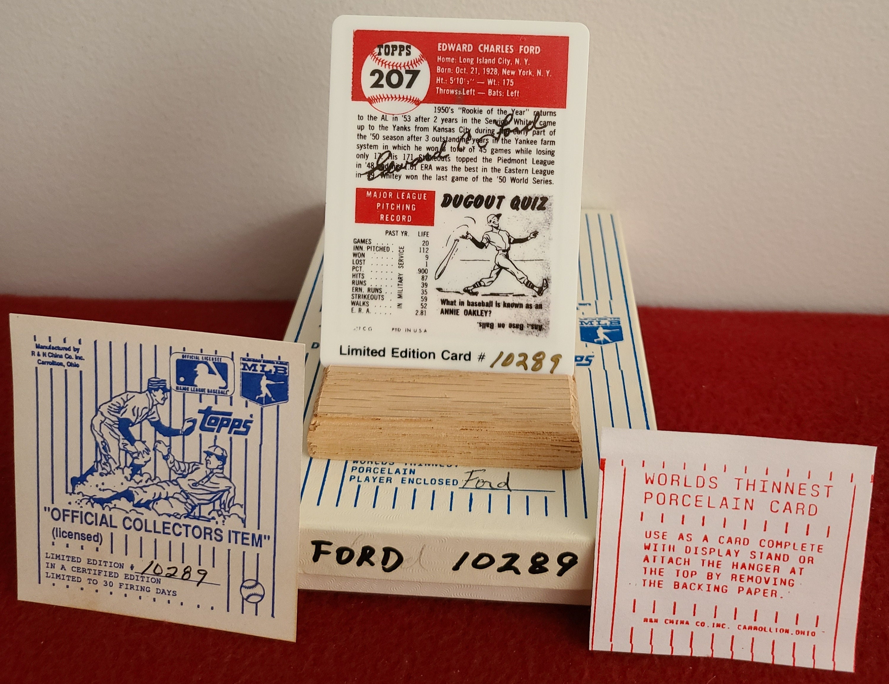 Whitey Ford NY Yankees 1989 Bowman Reprint Insert Autographed & 1993