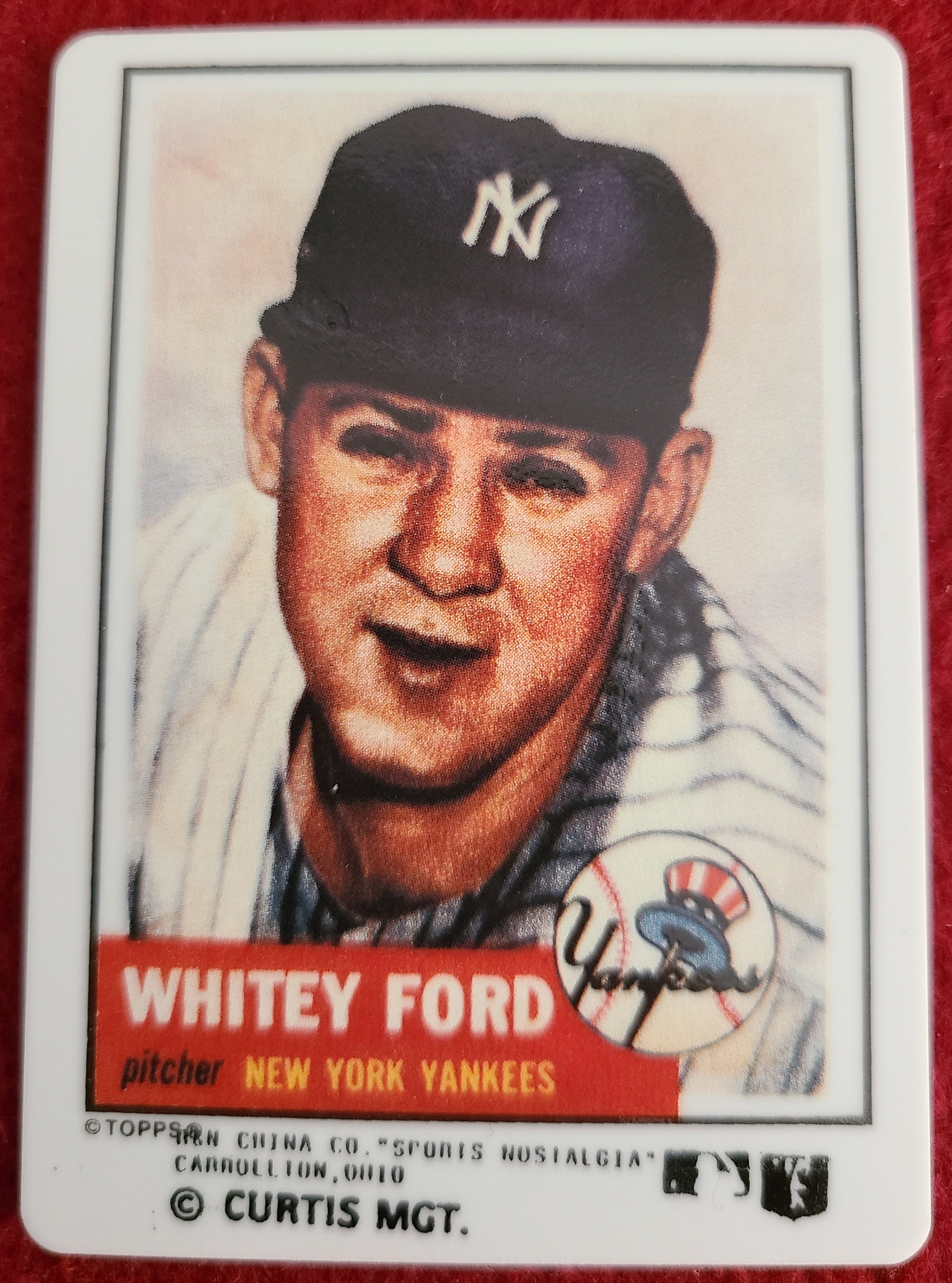 Whitey Ford NY Yankees 1989 Bowman Reprint Insert Autographed & 1993