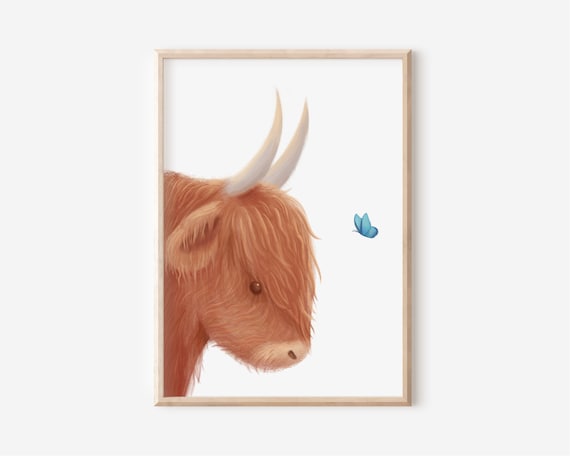 Highland Cow, Highland Cow Print, Highland Cow Nursery Decor, Shaggy Cow, Farm Animal Nursery