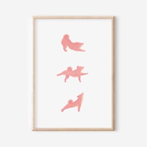 Pink Shiba Inu Yoga Art Print, Zen Dog Wall Art, Instant Digital Download