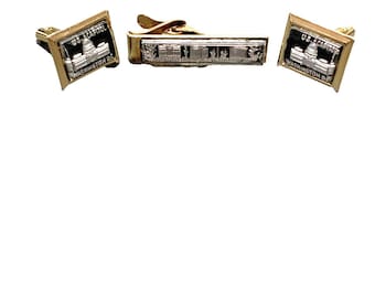 Vintage U.S. Capstol Manschettenknöpfe & Krawattenklammer Set • Washington D.C. Souvenir • Gold-Ton