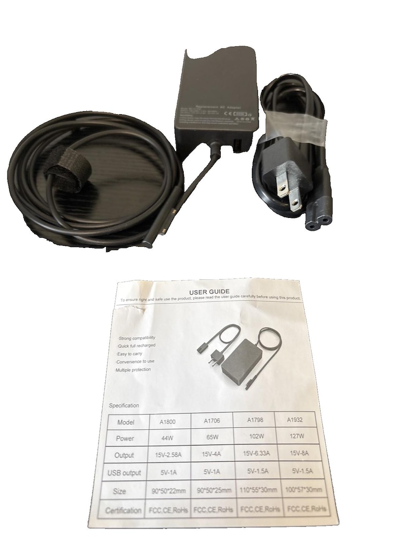 65W Surface Pro Charger for Pro 3‑10, Surface Book, Laptop, Go | Fast Replacement AC Adapter image 1