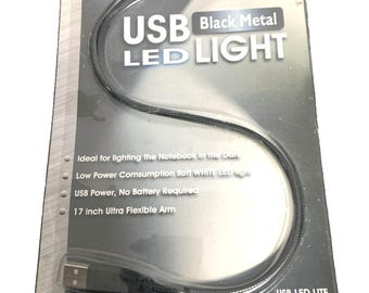 Lampada LED USB Link Depot / Lampada a collo d'oca flessibile in metallo nero da 17 pollici / Nuova