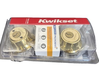 Kwikset Polished Brass Deadbolt • Single Cylinder • Microban • New Lock